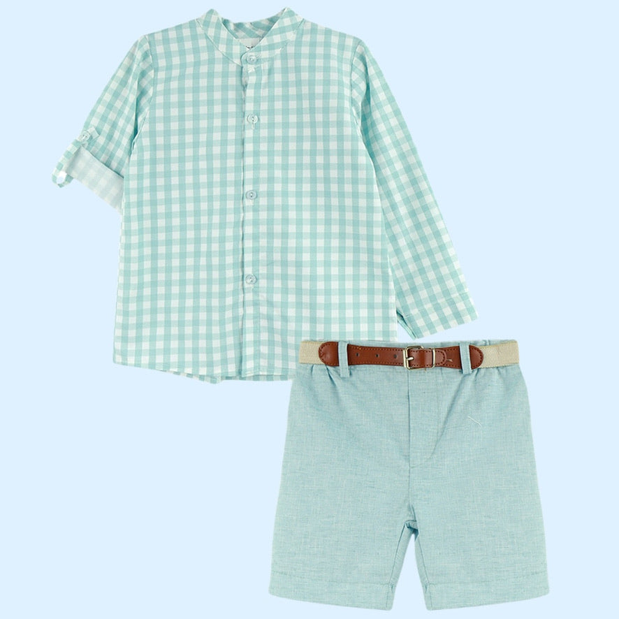 Set verde de cuadrados y patalón