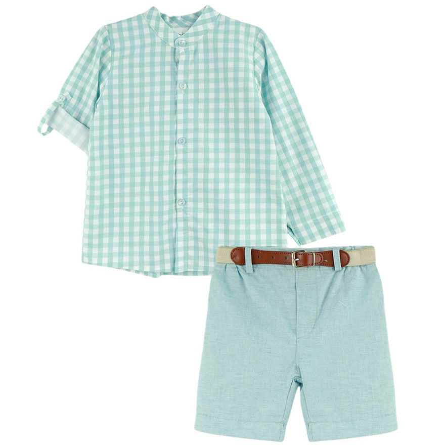 Set verde de cuadrados y patalón