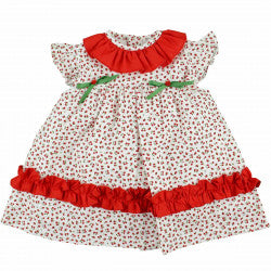 Cherries printed dress with green bow