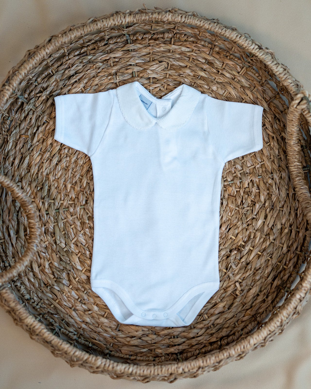Baby bodyvest with sweet collar rick rack trim