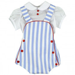 White blue romper and white shirt